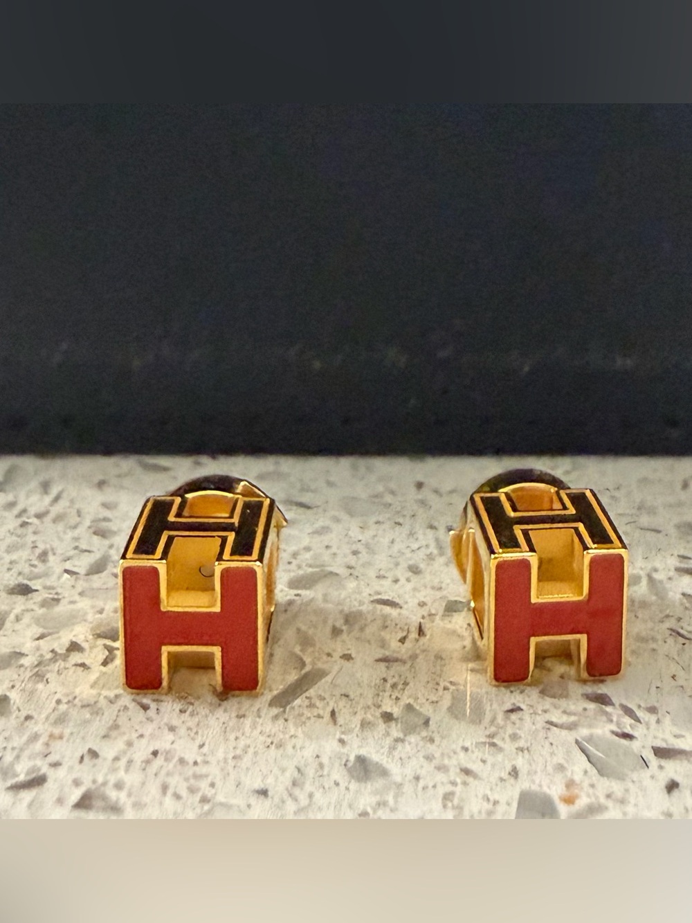 Hermes Cage d’H gold-plated studs